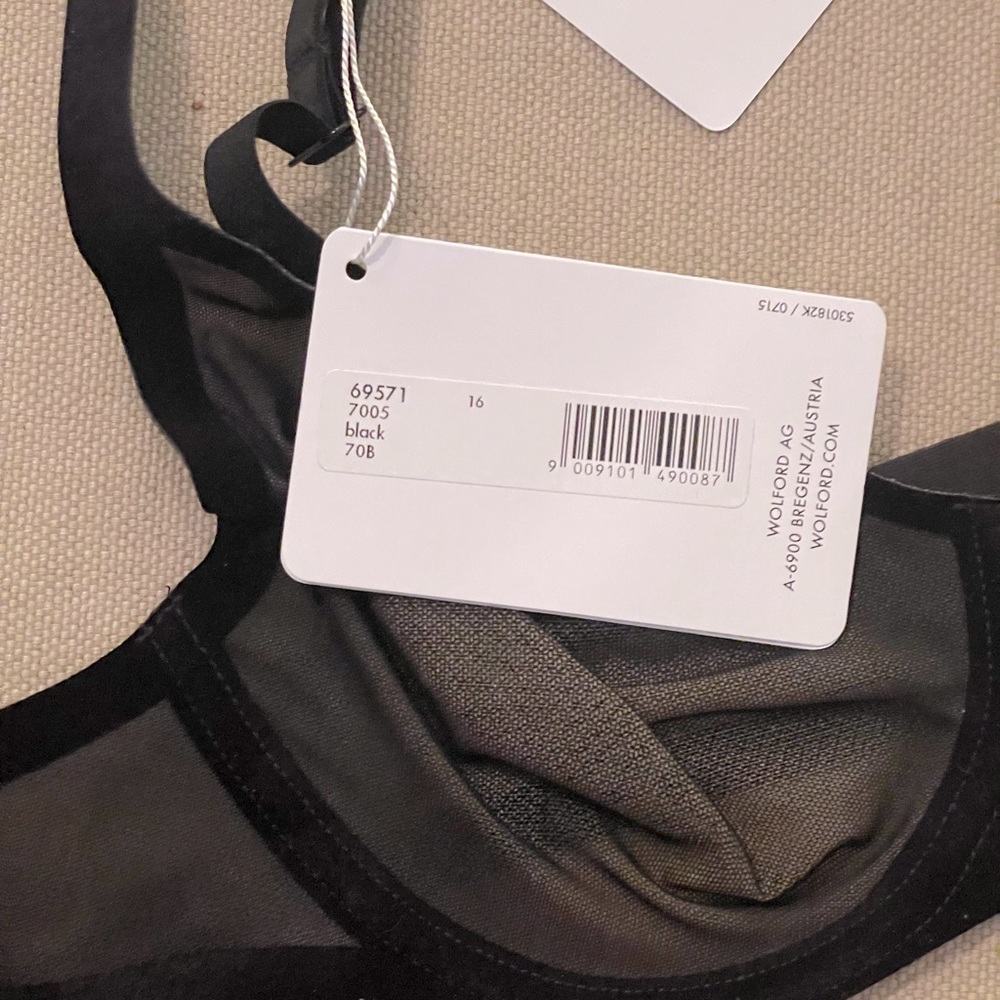 WOLFORD Velvet Trimmed Stretch Tulle Underwire Bra - Women’s Size 32B (EU 70B) - Picture 5 of 10